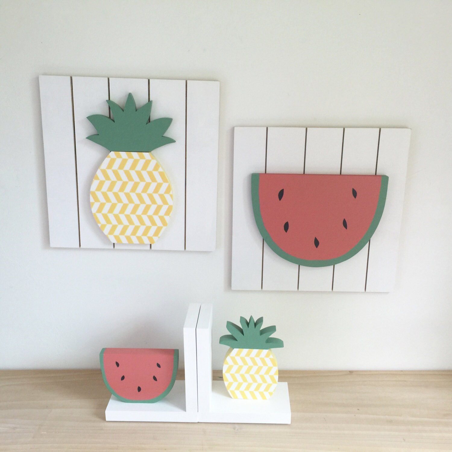 Fruit Bookends Watermelon and Pineapple Bookends Tutti Etsy