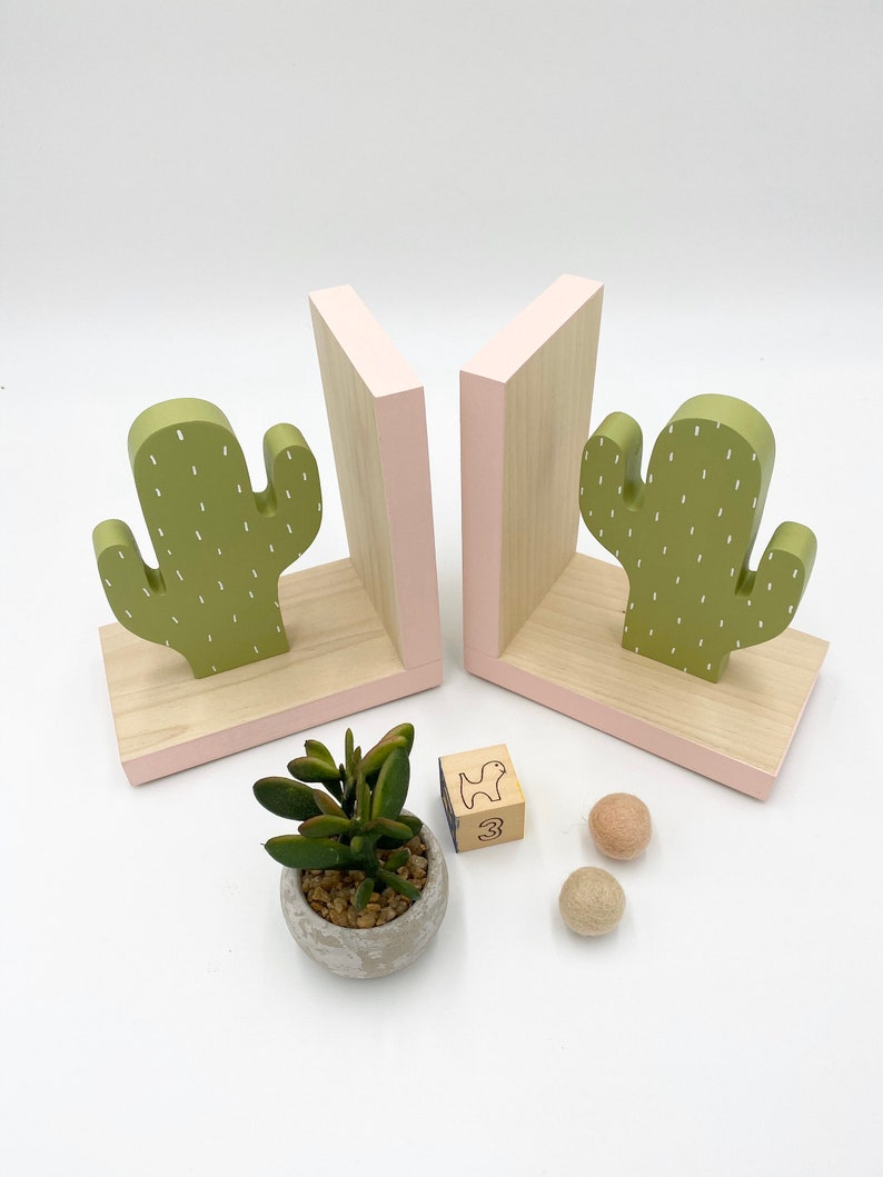 Cactus Bookends Light Pink Accent Cactus Nursery Cactus Etsy