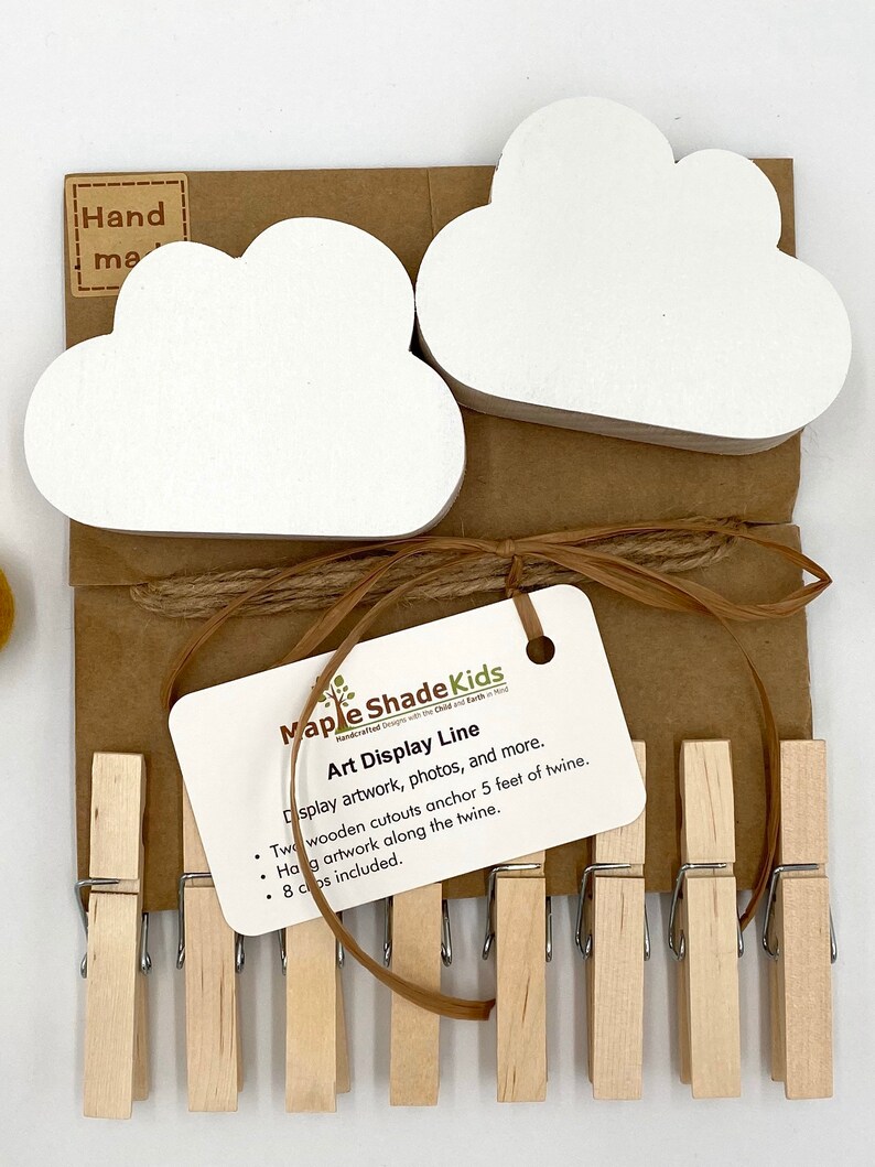 Cloud Art Display Cable Natural Clips eco friendly Etsy