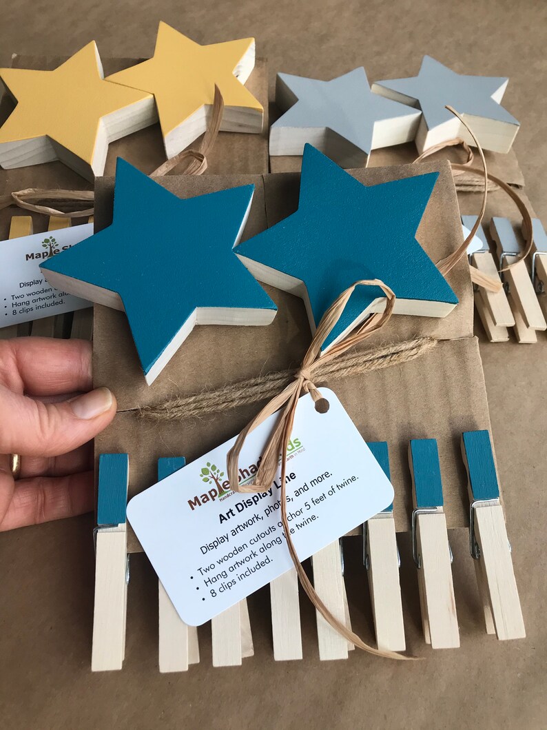 Star Art Display Clips Star Art Cable Pink Aqua Mint Star Etsy
