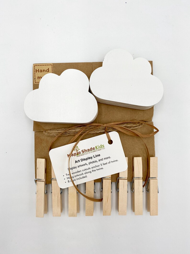 Cloud Art Display Cable Natural Clips eco friendly Etsy