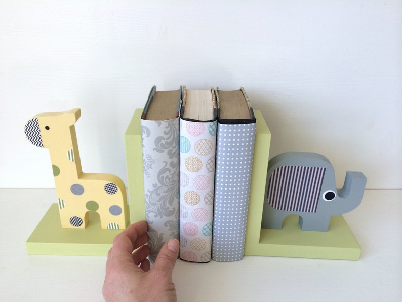 Safari Bookends Safari Kids Decor Safari Nursery Elephant Etsy