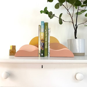 Desert Sunrise Landscape Bookends perfect for a Boho Baby Nursery, organizing kids books or bringing bohemian feel to a home. image 3