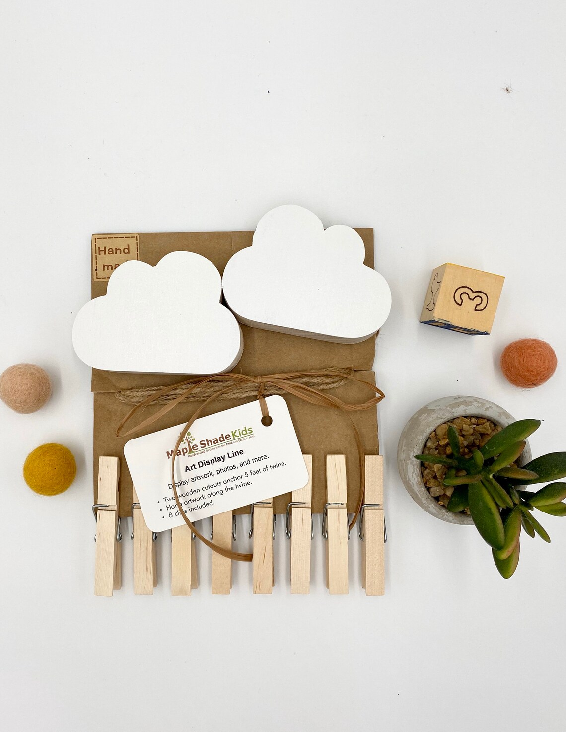 Cloud Art Display Cable Natural Clips eco friendly Etsy