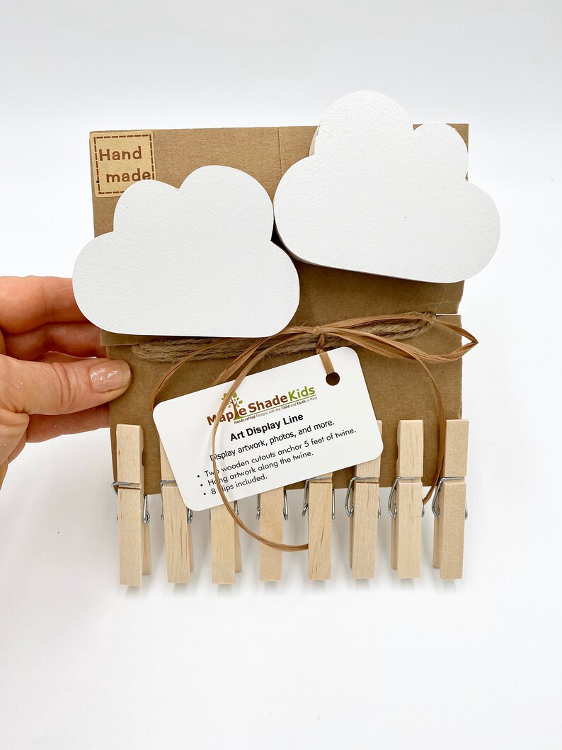 Cloud Art Display Cable Natural Clips eco friendly Etsy