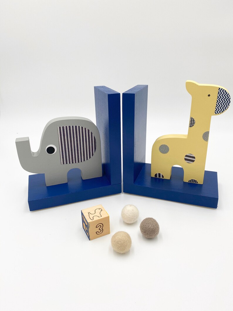 Safari Bookends Safari Kids Decor Safari Nursery Elephant Etsy