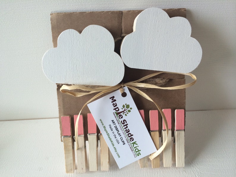 Cloud Art Display Cable Natural Clips eco friendly Etsy