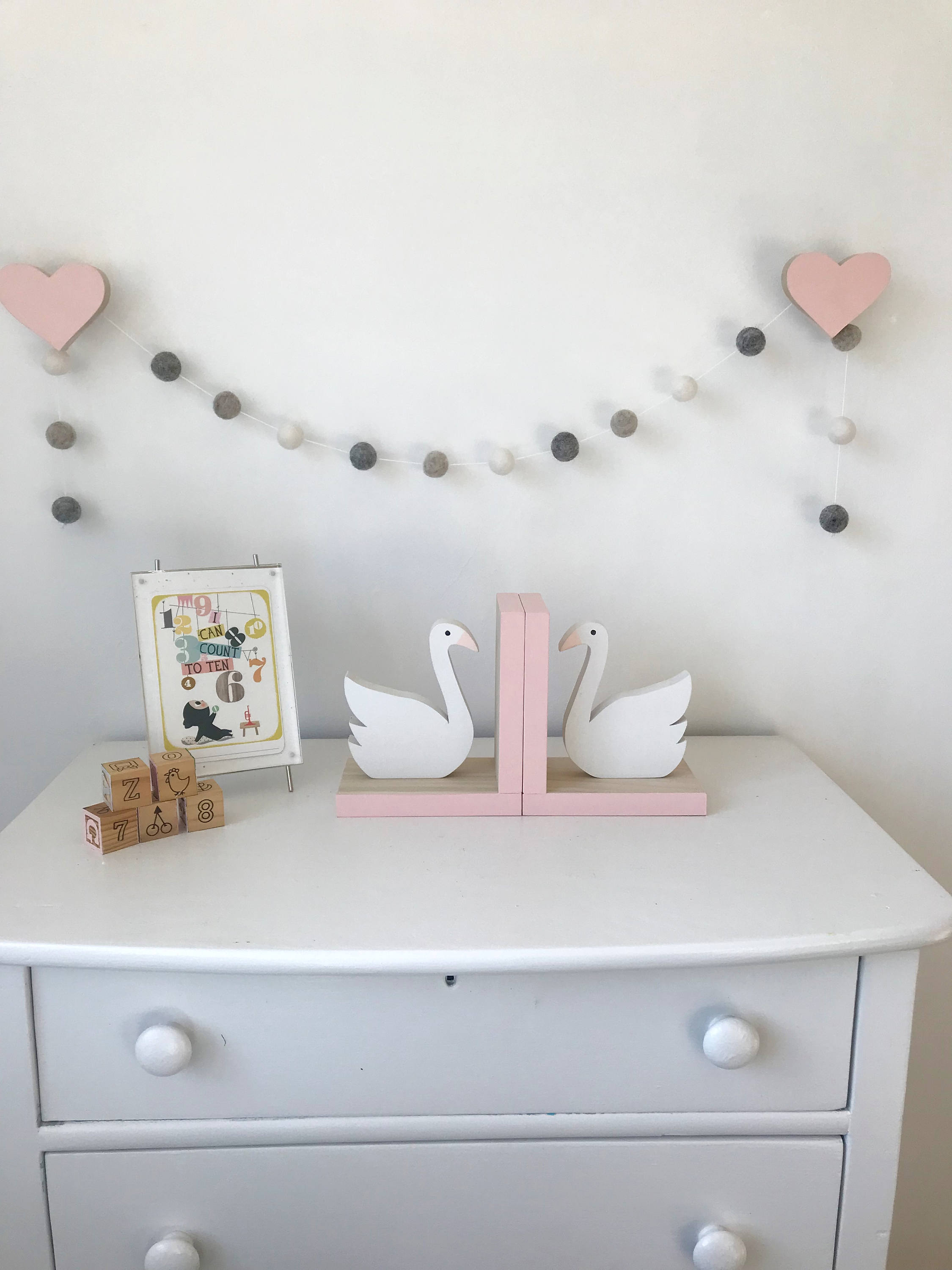 Swan Bookends Pink Kids Decor Nursery Girl Baby Swan Bookends Pink Kids Decor Nursery Girl Baby Room Wooden Eco Friendly