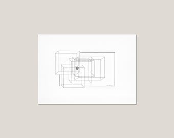 Geometric Eye Art Print — Conceptual Geometry Diagram, Minimalist Ink Drawing