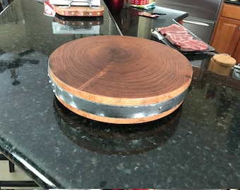 Mesquite Wood Cutting Board with Stainless Band