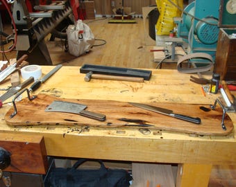 Mesquite Wood Serving Board  with Forged Wrought Iron Handles