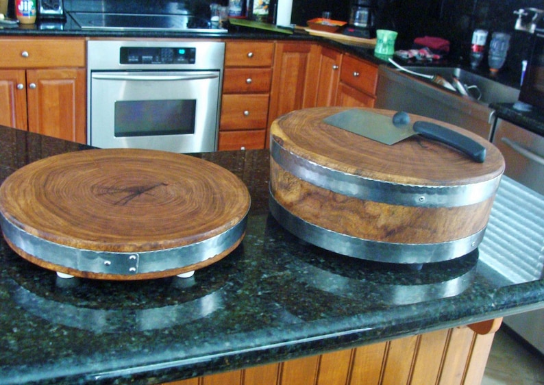 End Grain Mesquite Wood Round Cutting Board Etsy