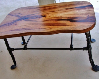 Mesquite and Iron Table: 11h x 22L x 13w