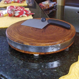 End Grain Mesquite Wood Round Cutting Board