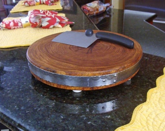 End Grain Mesquite Wood Round Cutting Board