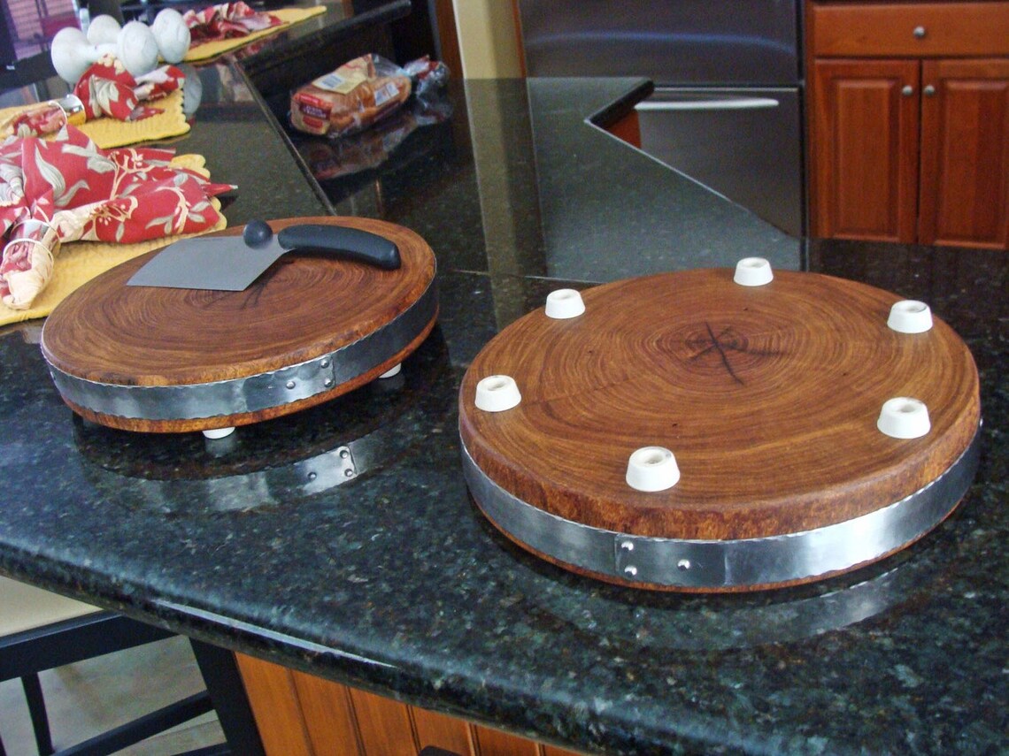 End Grain Mesquite Wood Round Cutting Board Etsy