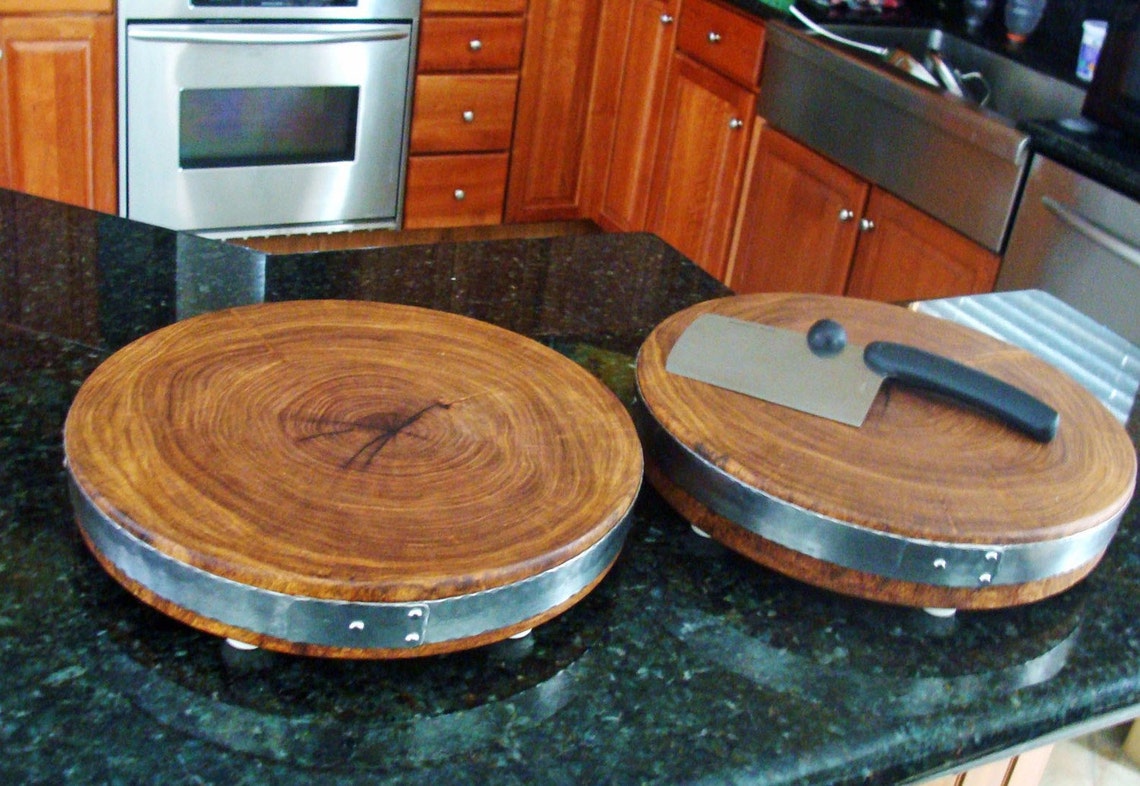 End Grain Mesquite Wood Round Cutting Board Etsy