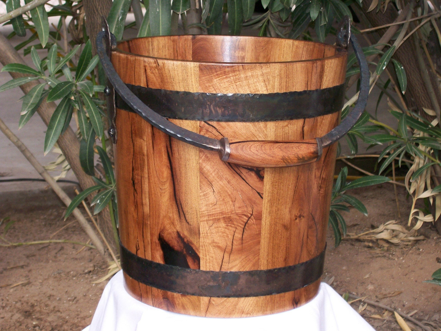 Mesquite Wood Water Bucket with Hand Hardware Etsy