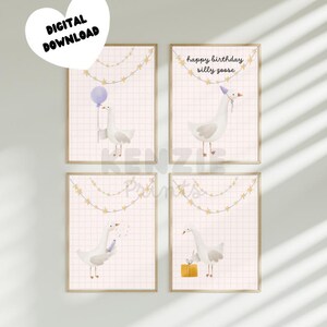 Silly Goose Kid Birthday Poster Pastel Bday Decor Goose Party Theme Happy Birthday Goose With Hat Funny Birthday Sign DIGITAL DOWNLOAD
