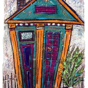 11x14-"funky NOLA" (New Orleans shotgun style house)- PRINT MATTED to fit 11x14 frame