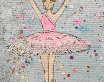 11x14 "Tiny Ballerina"-PRINT MATTED to fit 11x14 frame