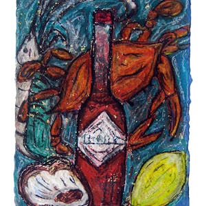11x14 "Hot Stuff (Louisiana seafood)- PRINT MATTED to fit 11x14 frame