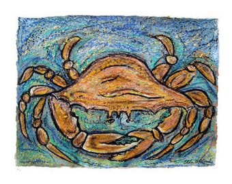 11x14 "Beach Crab" (seafood)- PRINT MATTED to fit 11x14 frame