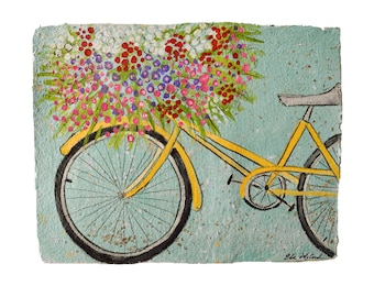 11x14 "Yellow Bike" - PRINT MATTED to fit 11x14 frame