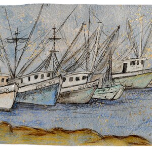 11x14 &quot;Shrimp Boats&quot; - PRINT MATTED to fit 11x14 frame