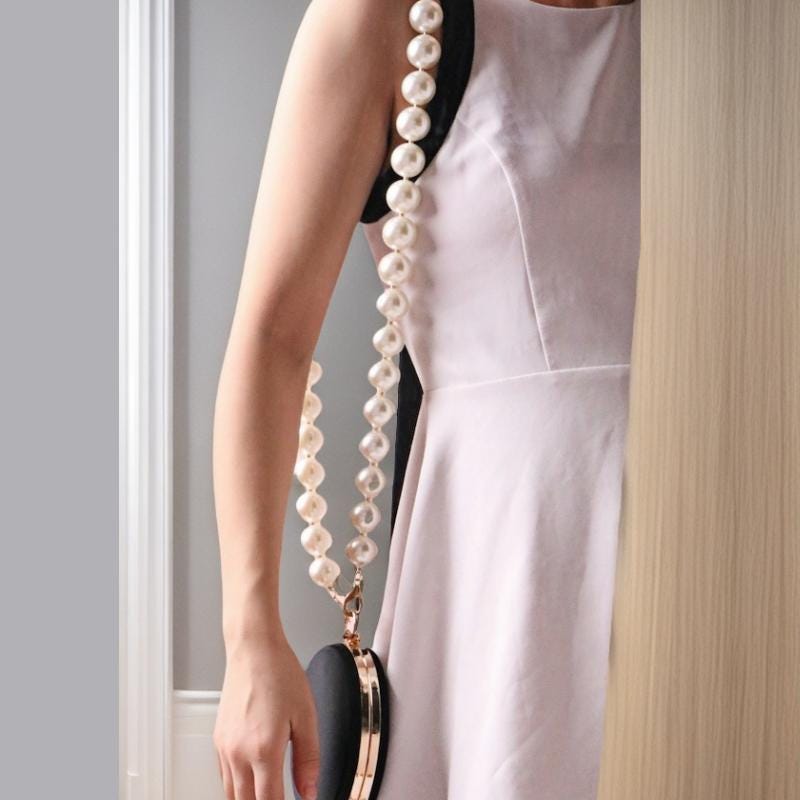 Handmade Pearl Crossbody Bag Chain | Adjustable Vintage Purse