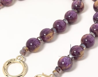 Purple Crystal Bag Chain Strap | Handcrafted Vintage Shoulder & Crossbody Strap |Beaded Bag Accessory