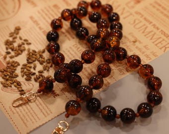 Vintage Tortoiseshell Round Bead Bag Chain Strap | Tortoiseshell Vintage Bag Chain | Replacement Purse Strap