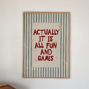 Hand-Drawn Striped Livingroom Print: Actually It Is All Fun And Games (Digital Download) 433