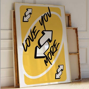 Póster de bar retro con texto "Love You More", imprimible, arte de pared con naipes, arte de pared femenino, arte de pared preppy para dormitorio, arte de pared moderno, impresiones de cartas Ace 67