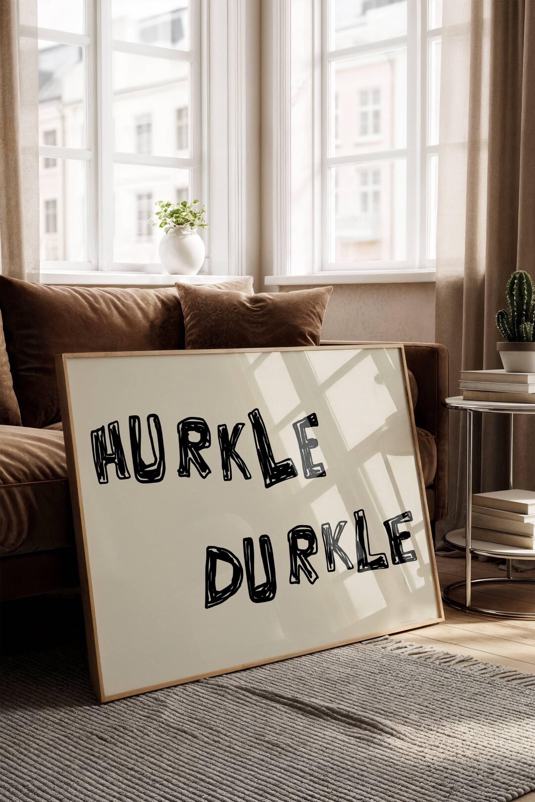 Funny Bedroom Print: Hurkle Durkle Poster, Neutral Bedroom Decor ...