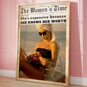 Retro Girly Print Newspaper Poster | Luxury Print | Preppy Newspapers Art | Trendy Newspaper Print | Retro Dorm Poster | Gift for Her | 82
