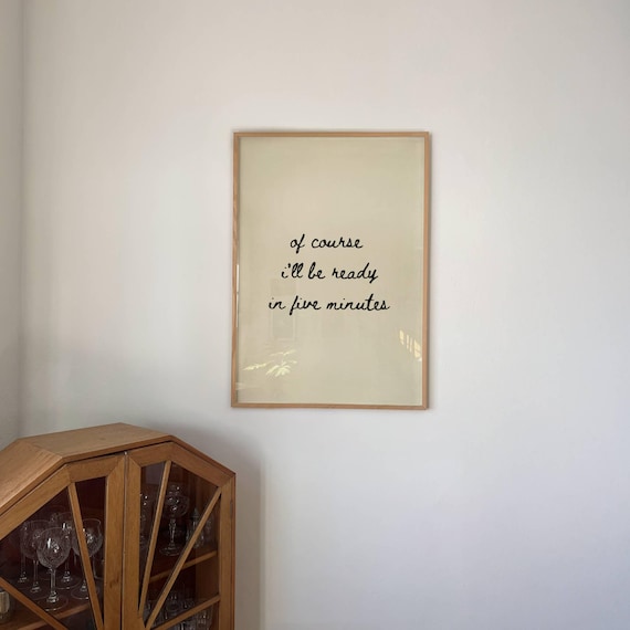 Ready In Five Minutes Print: Funny Bathroom Poster, Hand-Drawn Neutral Decor (Digital Download) 176