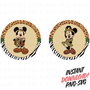 Safari Mickey Minnie Mouse PNG SVG Bundle, Adventure Mickey and Minnie Clipart, Jungle Safari Digital Download, Disney Birthday Shirt Design