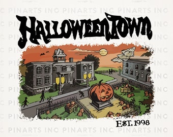 Vintage Halloween Town Est 1998 Png, Halloweentown Png, Pumpkin Halloweentown Png, Halloweentown Est 1998 Design Shirt, Trendy Halloween
