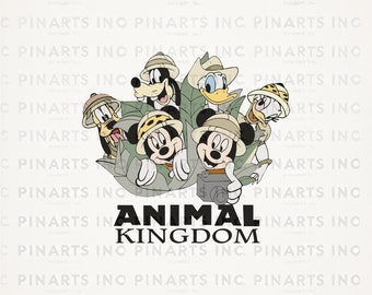 Animal Kingdom PNG SVG, Safari Urlaub Shirt Design, Mickey Mouse und Freunde Clipart, Let's Get Wild PNG Sublimation, Vintage Safari-Modus