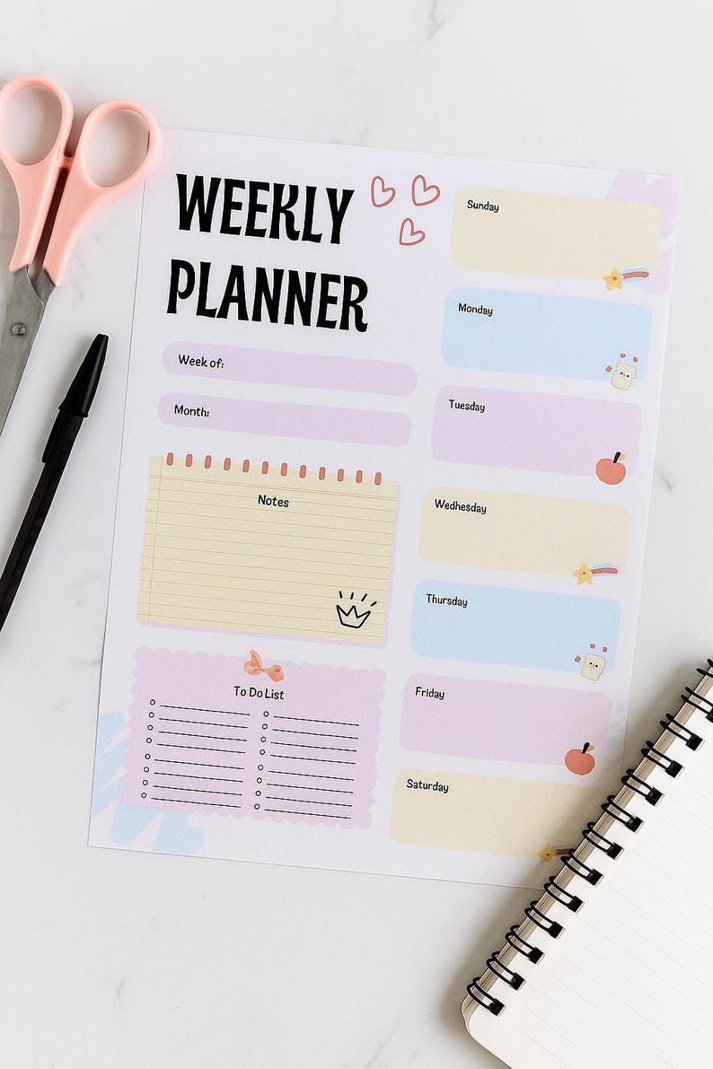 Cute Weekly Planner | Printable Weekly Schedule | Kawaii to Do List ...