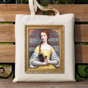 Beauty and the Beast Tote | Renaissance Gossip Magazine Style | Personalized Belle & Beast Bag | Fairy Tale Gift