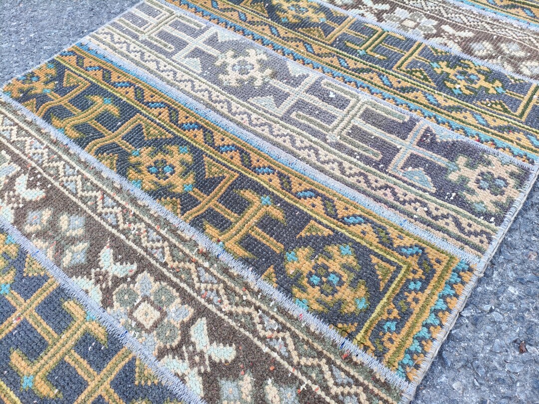 Vintage Turkish Patchwork Runner Rug 3x19, Decorative Carpet; Handmade ...