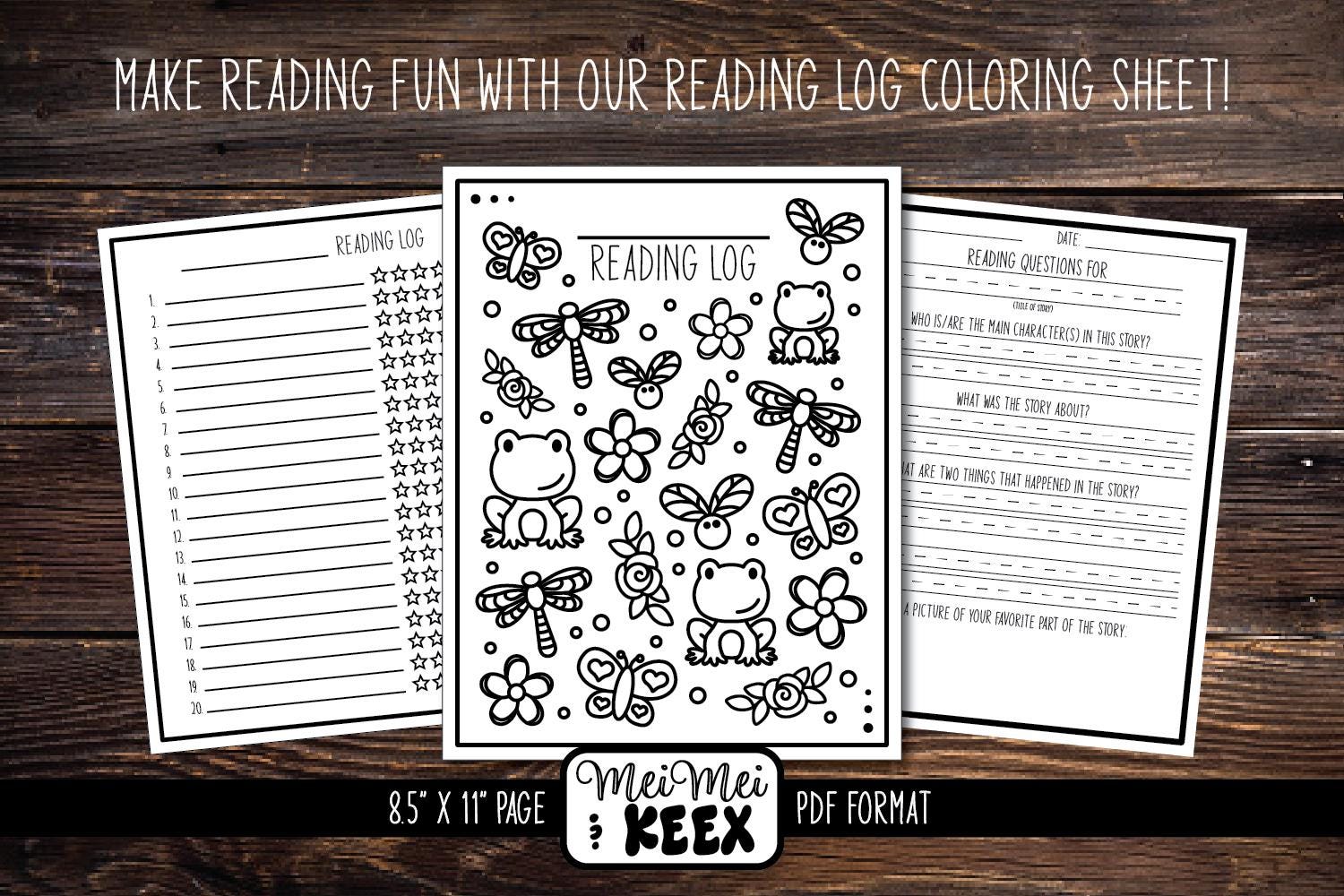Reading Log Coloring Page Bundle: Homeschool Activity (PDF Pattern) - Etsy