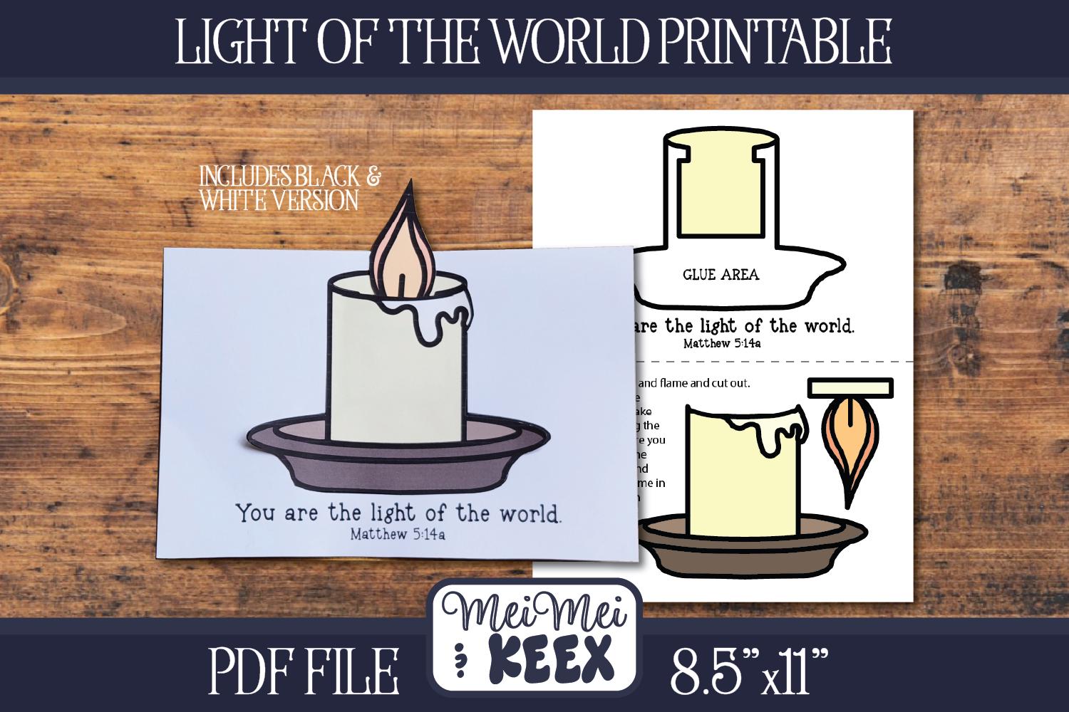 Candle Activity for Kids Sunday School Bible Lesson, Printable Church ...
