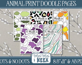 Animal Print Doodle Bundle - Printable Journal Pages, Digital Planner, Bullet Journal