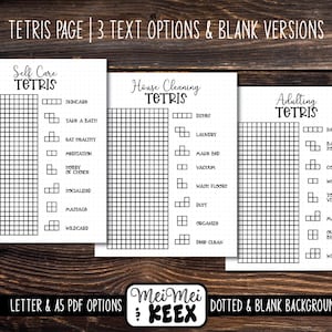Journal Bundle, Printable Journal Pages, Planner Template, Bullet Journal, Adulting Tetris, Planner PDF, Printable Planner, Self Care Tetris