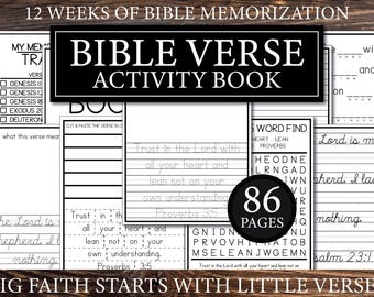 Bible Verse Activity Book: Scripture Memorization Worksheet (Digital Download)