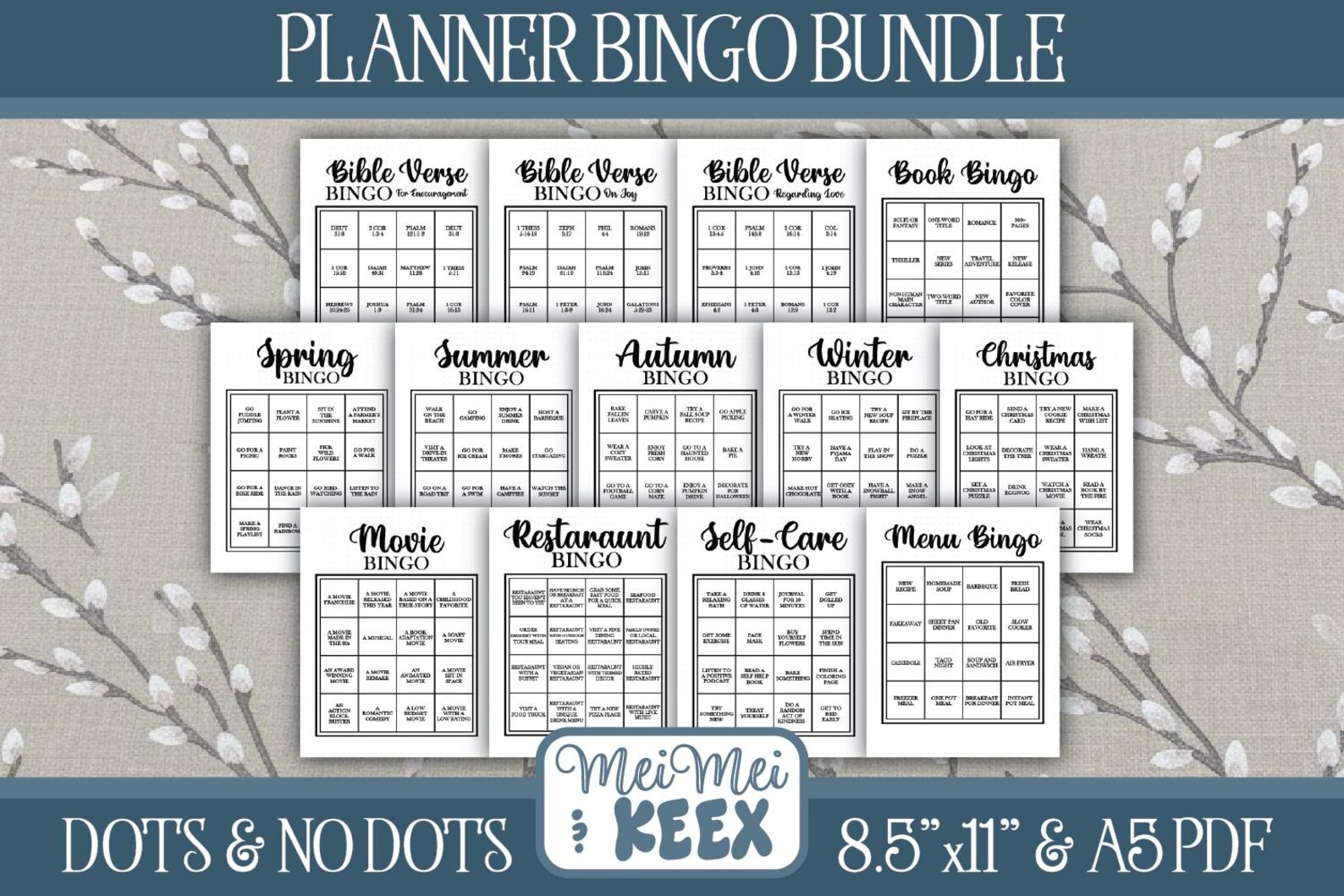 Bingo Journal Page Bundle - Printable Journal Pages, Digital Planner ...