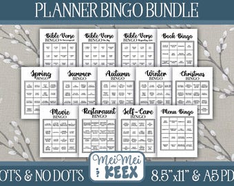 Bingo Journal Page Bundle - Printable Journal Pages, Digital Planner, Bullet Journal